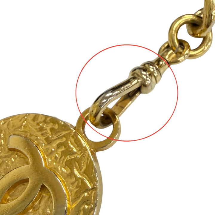 Very Good CHANEL belt COCO Mark Medal Motif Leather Chain gold leather Women
