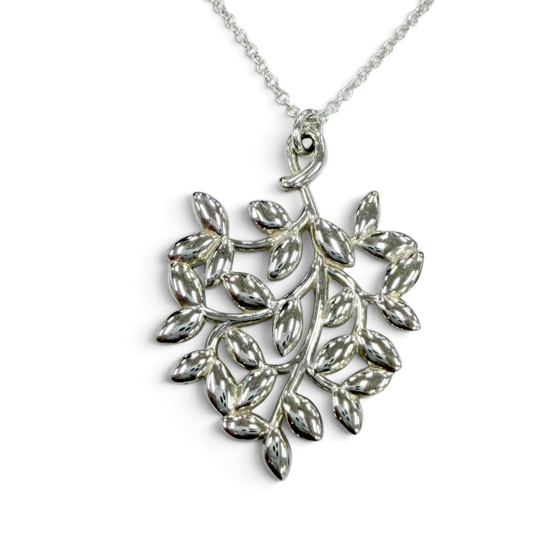 Great TIFFANY&Co. Necklace Olive Leaf Pendant Accessories Silver 925 Women