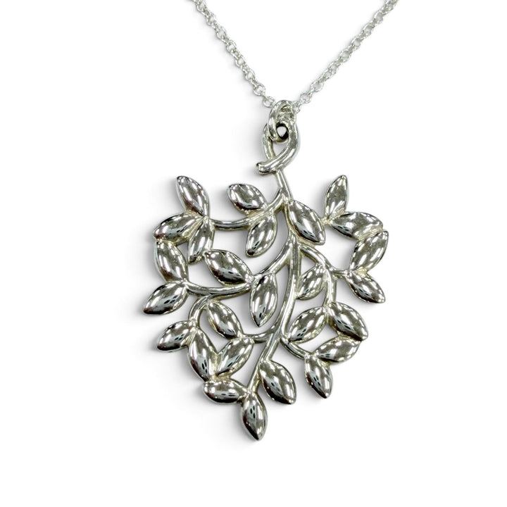Great TIFFANY&Co. Necklace Olive Leaf Pendant Accessories Silver 925 Women