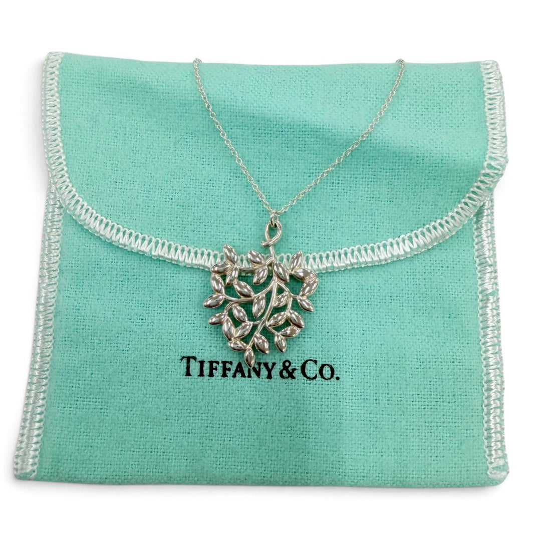 Great TIFFANY&Co. Necklace Olive Leaf Pendant Accessories Silver 925 Women