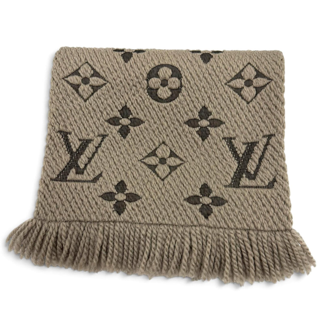 Great LOUIS VUITTON Scarf Escharpe Logomania Monogram Gurege wool mens 413287