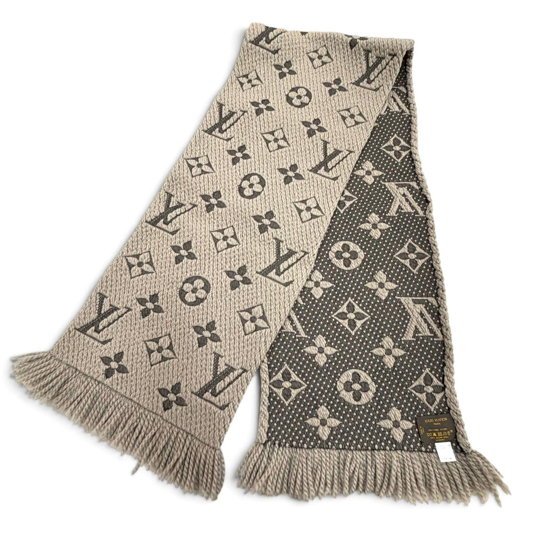 Great LOUIS VUITTON Scarf Escharpe Logomania Monogram Gurege wool mens 413287
