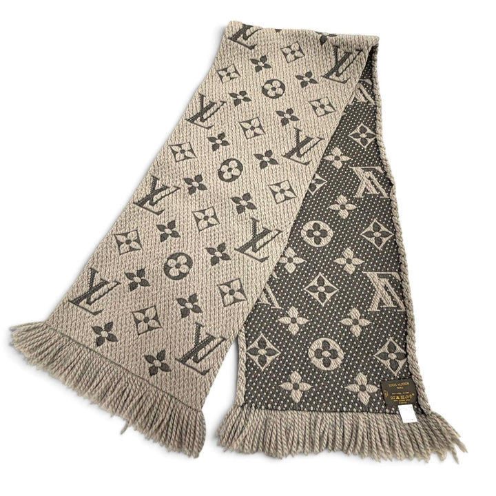 Great LOUIS VUITTON Scarf Escharpe Logomania Monogram Gurege wool mens 413287