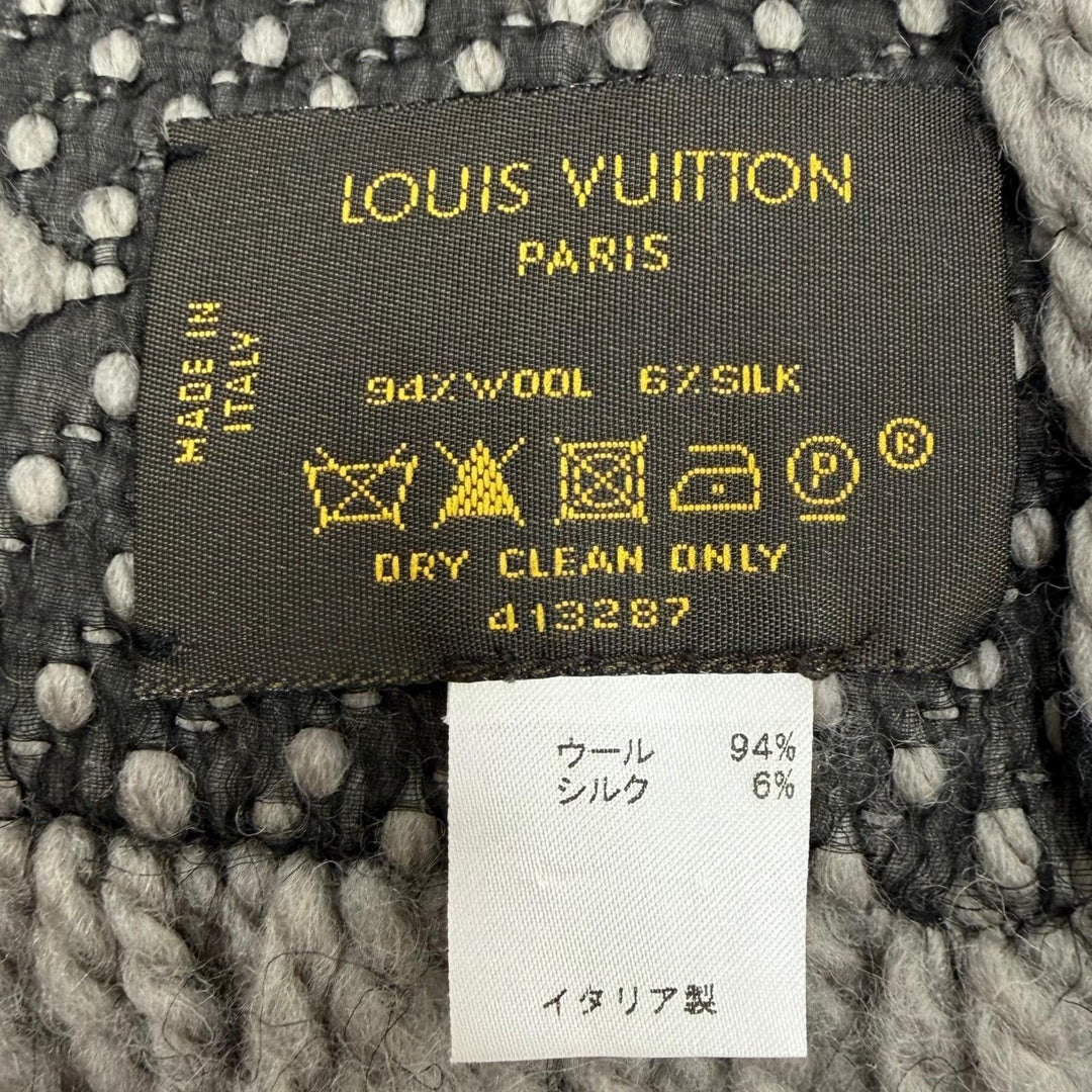 Great LOUIS VUITTON Scarf Escharpe Logomania Monogram Gurege wool mens 413287