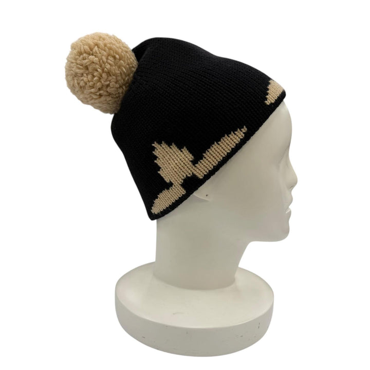 Great LOUIS VUITTON Knit cap Bonnet morning rum Beanie black wool Women M70840