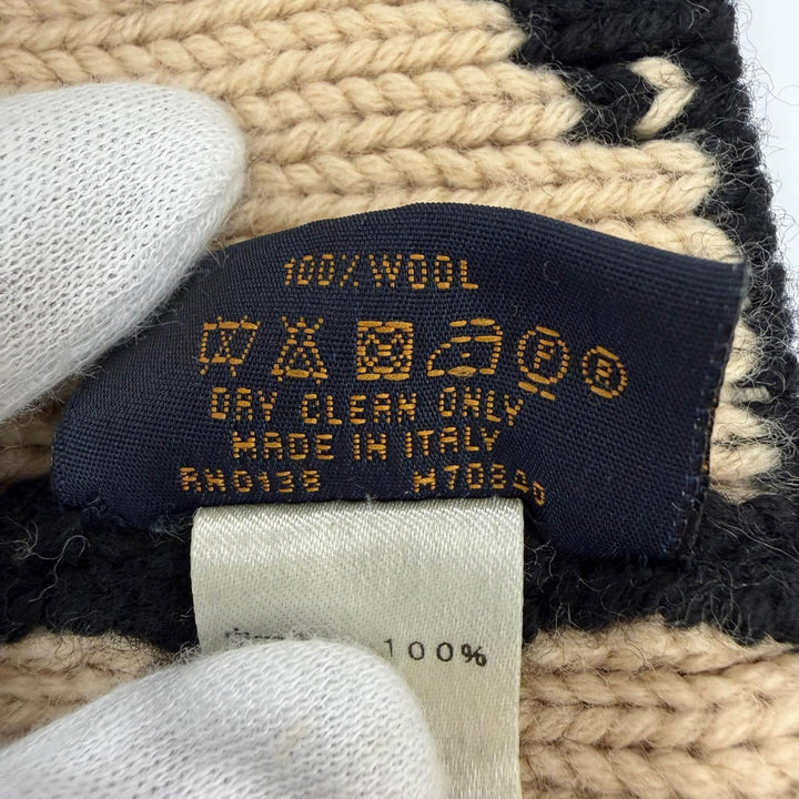 Great LOUIS VUITTON Knit cap Bonnet morning rum Beanie black wool Women M70840