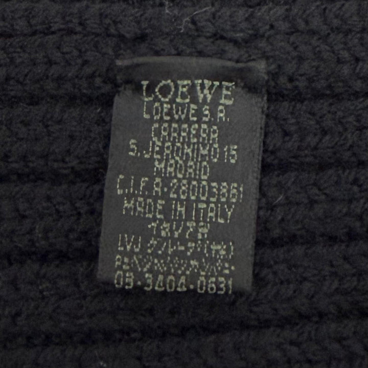 Great LOEWE Scarf Knit with leather patch black wool mens