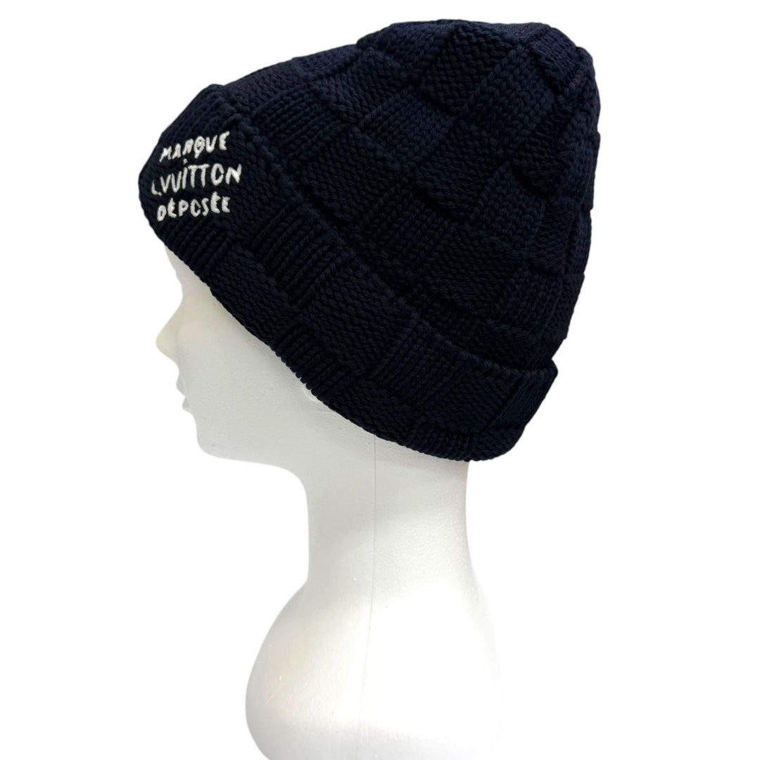 Excellent LOUIS VUITTON Knit cap Beanie Damier Snug Navy wool mens M96961
