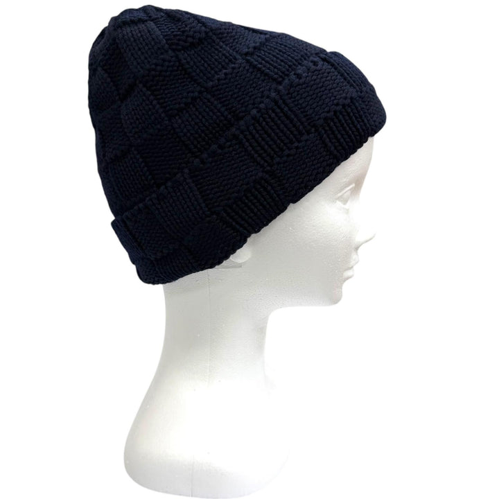 Excellent LOUIS VUITTON Knit cap Beanie Damier Snug Navy wool mens M96961