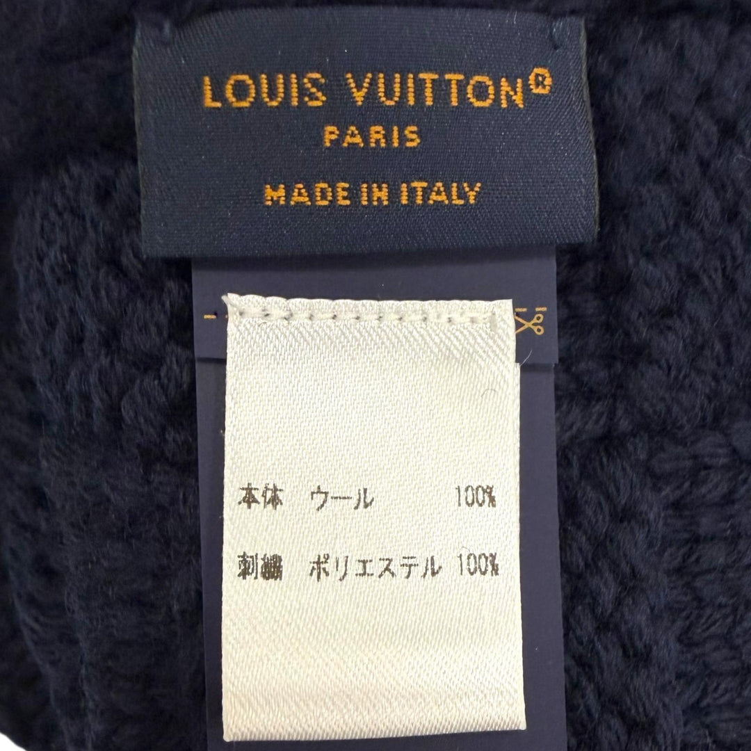 Excellent LOUIS VUITTON Knit cap Beanie Damier Snug Navy wool mens M96961