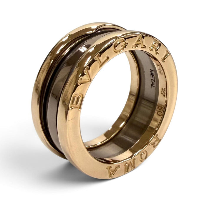 Excellent BVLGARI Ring ring Bezero1 Ring 2 Band Pink gold 750 Women 50