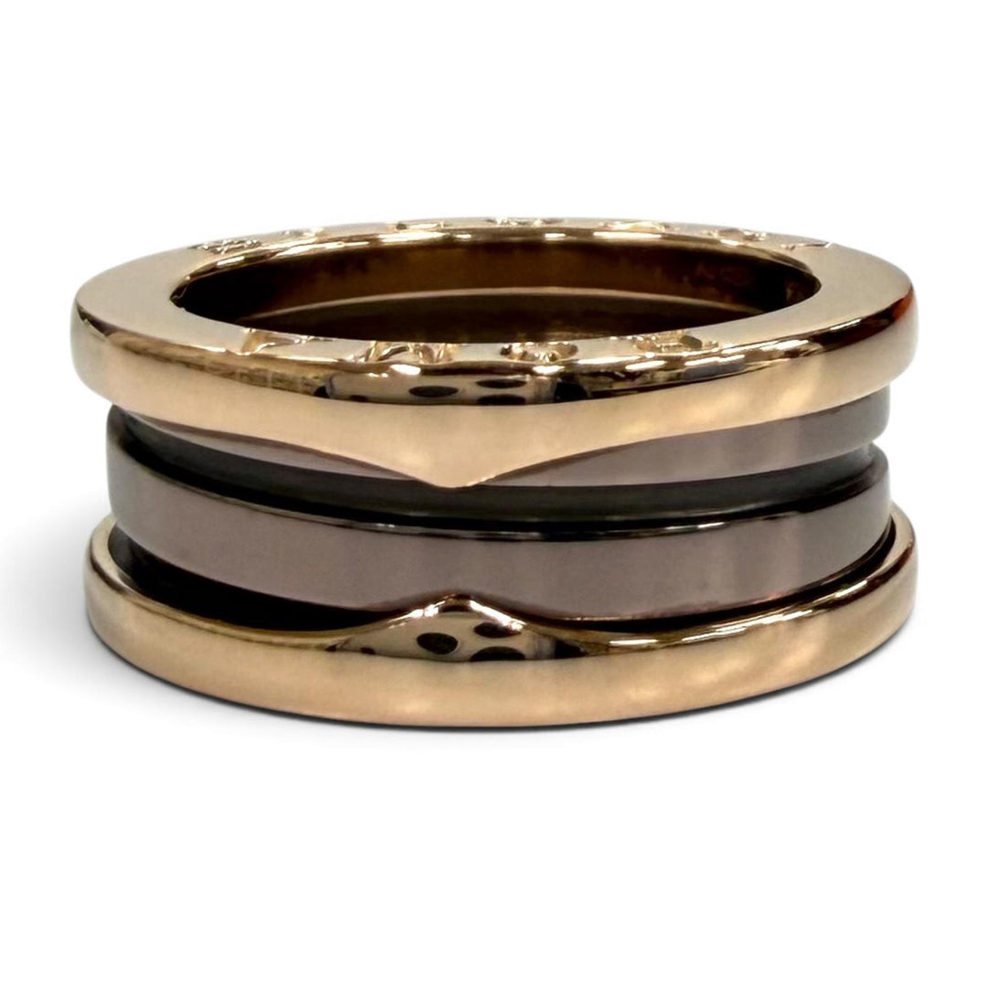 Excellent BVLGARI Ring ring Bezero1 Ring 2 Band Pink gold 750 Women 50