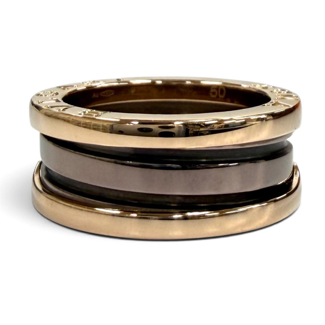 Excellent BVLGARI Ring ring Bezero1 Ring 2 Band Pink gold 750 Women 50