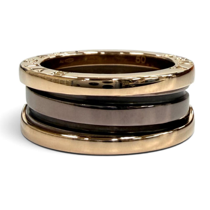 Excellent BVLGARI Ring ring Bezero1 Ring 2 Band Pink gold 750 Women 50