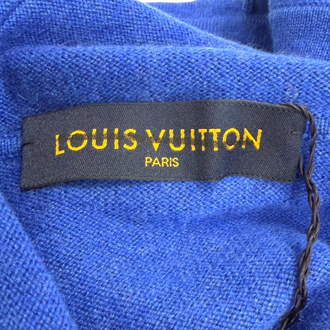 Pristine LOUIS VUITTON hoodie Inside Out Logo Silver Plate Knit blue cashmere