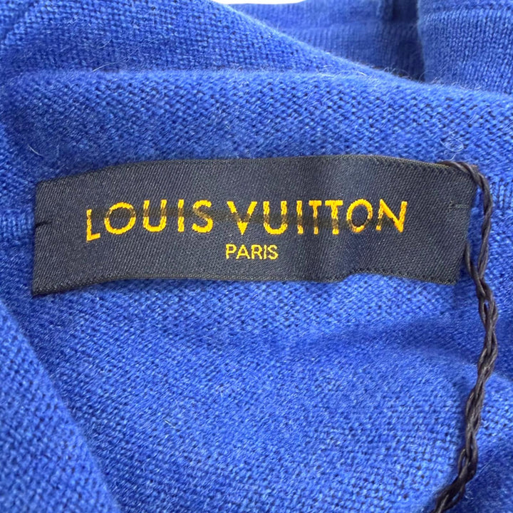 Pristine LOUIS VUITTON hoodie Inside Out Logo Silver Plate Knit blue cashmere