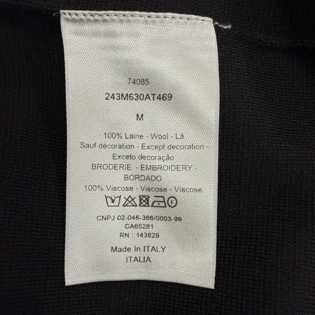 Excellent DIOR Blouson Logo Embroidered Driver's Knit black wool mens M