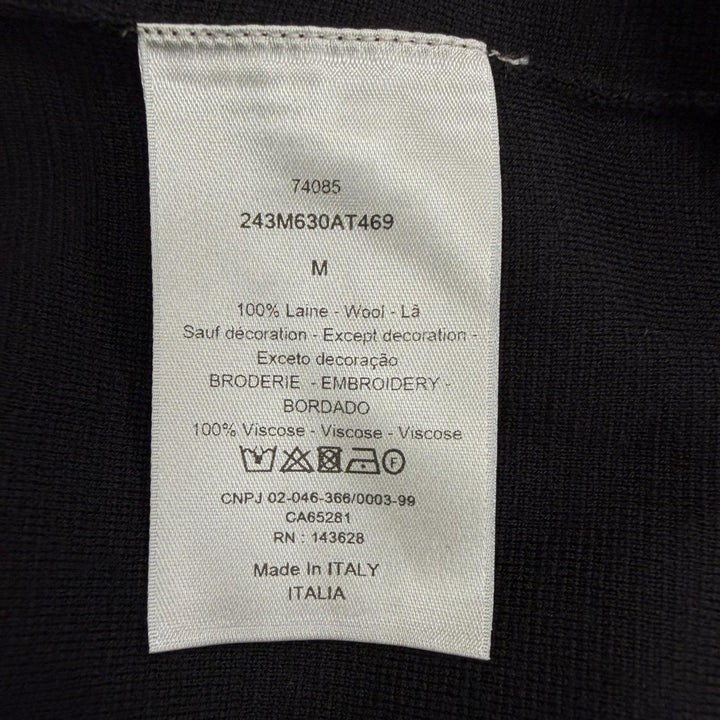 Excellent DIOR Blouson Logo Embroidered Driver's Knit black wool mens M