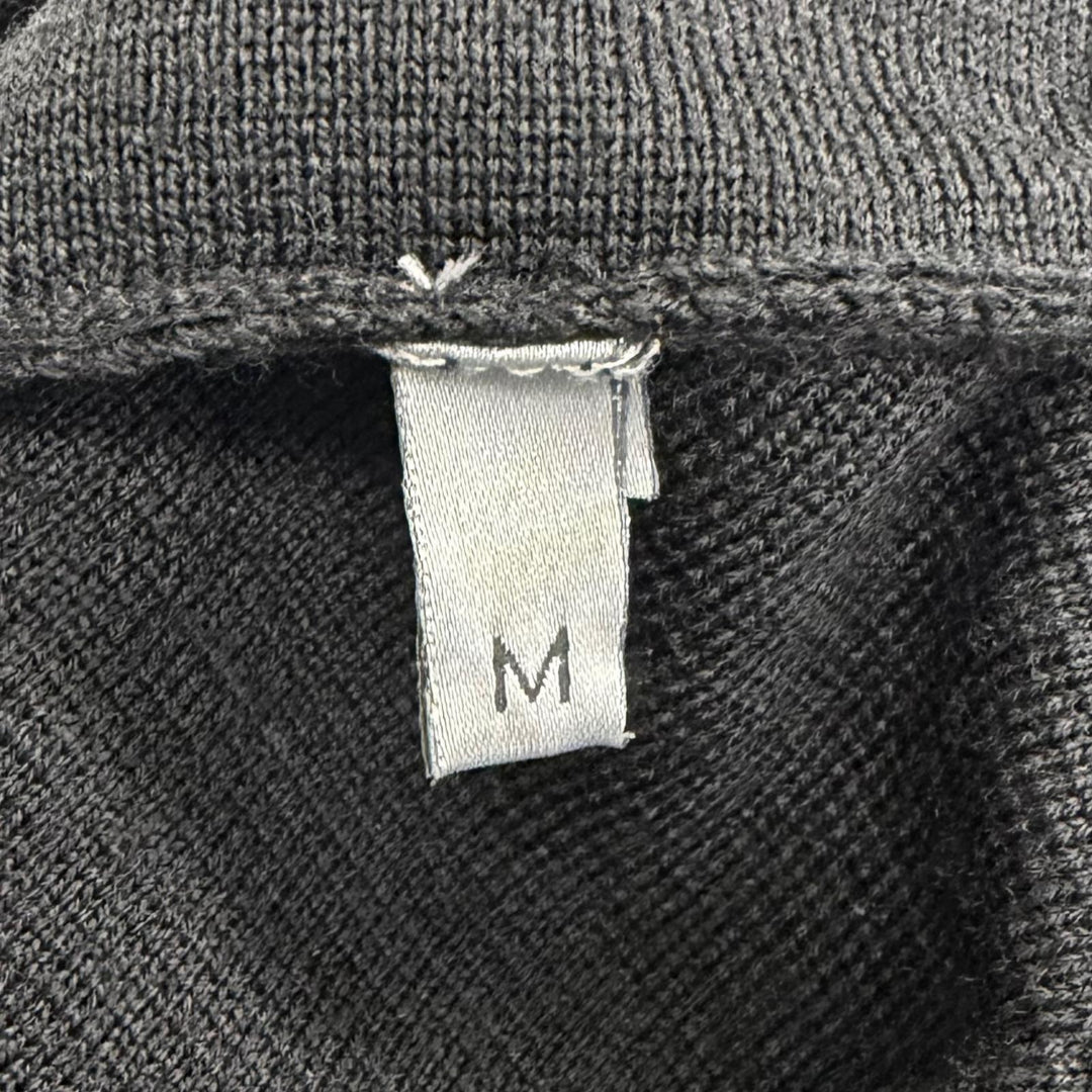 Excellent DIOR Blouson Logo Embroidered Driver's Knit black wool mens M