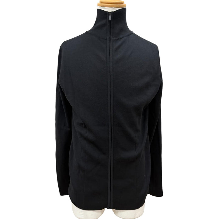 Excellent DIOR Blouson Logo Embroidered Driver's Knit black wool mens M