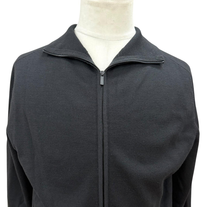 Excellent DIOR Blouson Logo Embroidered Driver's Knit black wool mens M