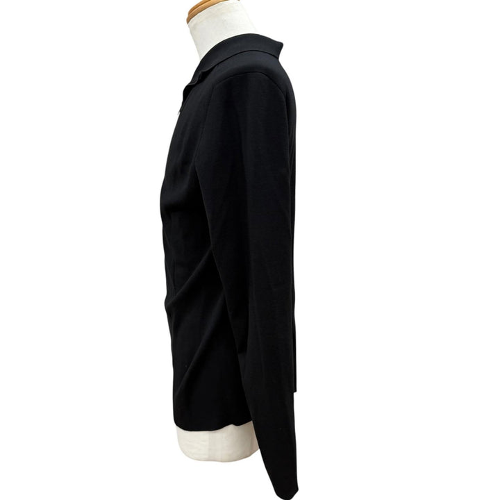 Excellent DIOR Blouson Logo Embroidered Driver's Knit black wool mens M
