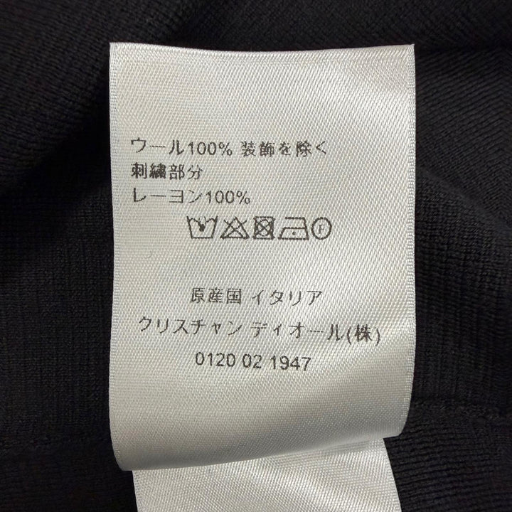 Excellent DIOR Blouson Logo Embroidered Driver's Knit black wool mens M