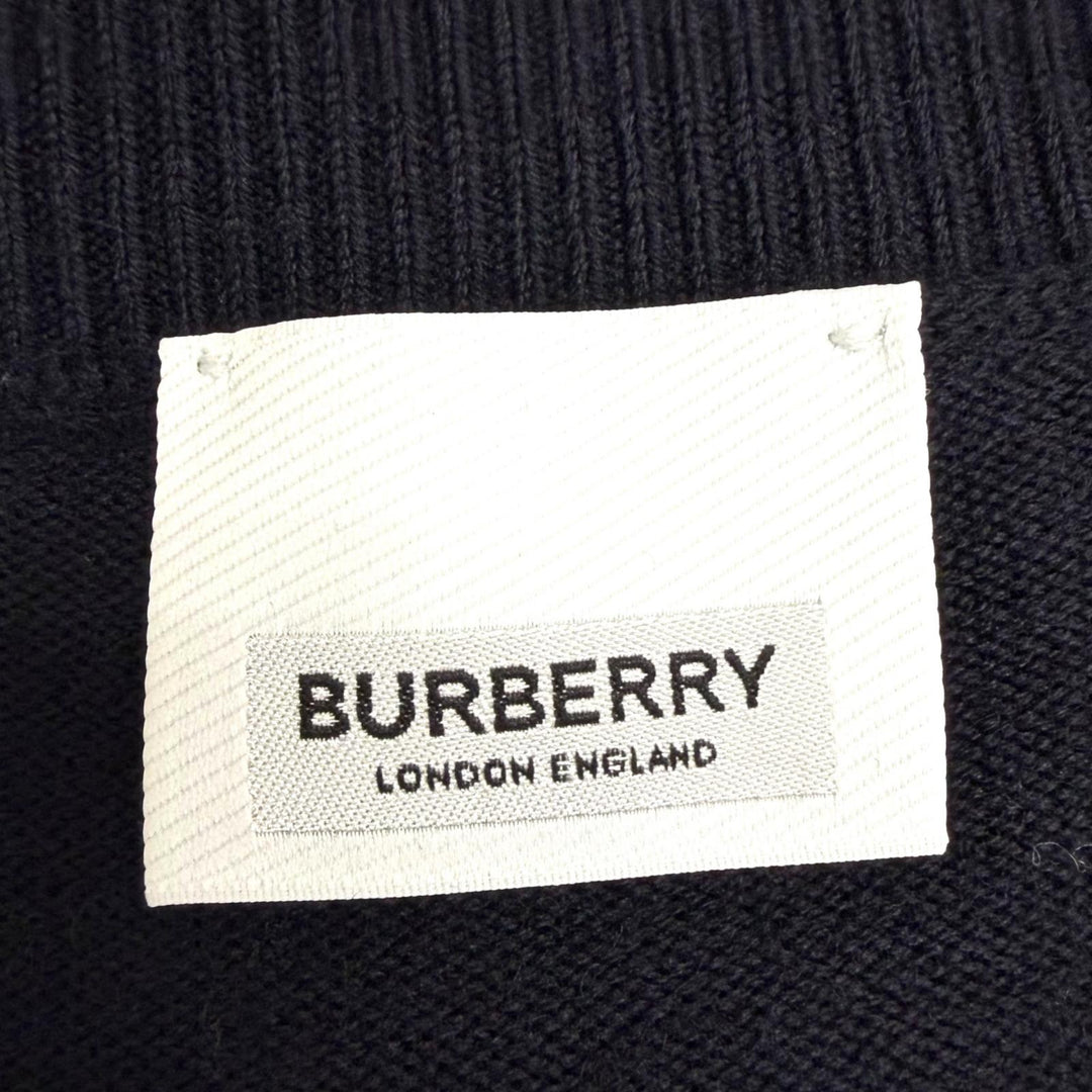Excellent BURBERRY sweater Logo design long-sleeved knit Navy