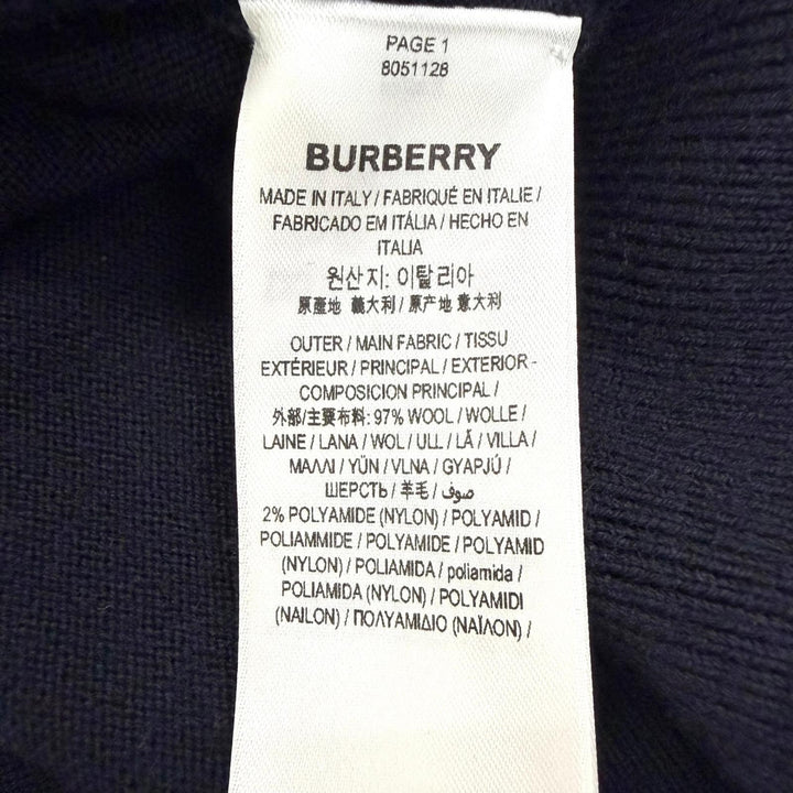 Excellent BURBERRY sweater Logo design long-sleeved knit Navy
