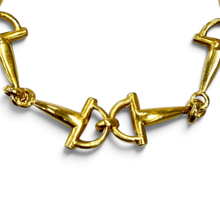 Excellent CELINE Necklace Triomphe Horsebit Chain Long Necklace gold Women