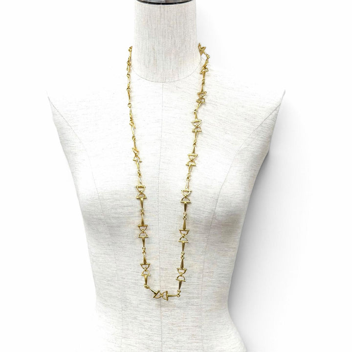 Excellent CELINE Necklace Triomphe Horsebit Chain Long Necklace gold Women