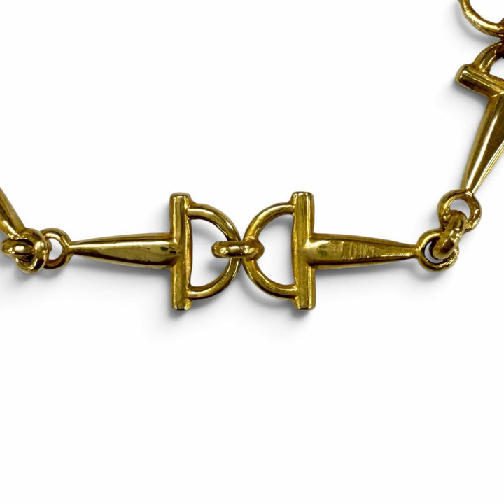 Excellent CELINE Necklace Triomphe Horsebit Chain Long Necklace gold Women