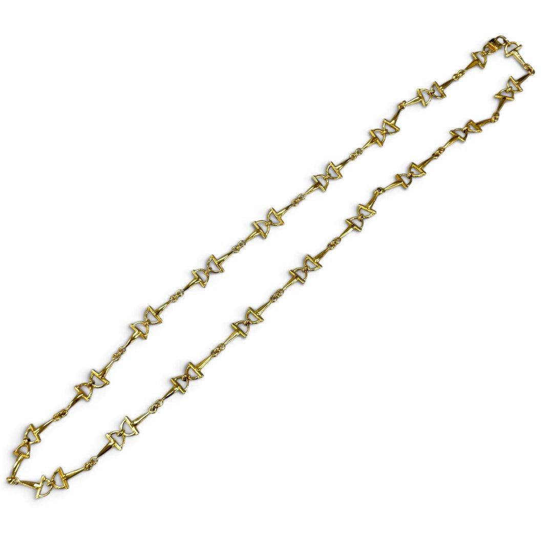 Excellent CELINE Necklace Triomphe Horsebit Chain Long Necklace gold Women