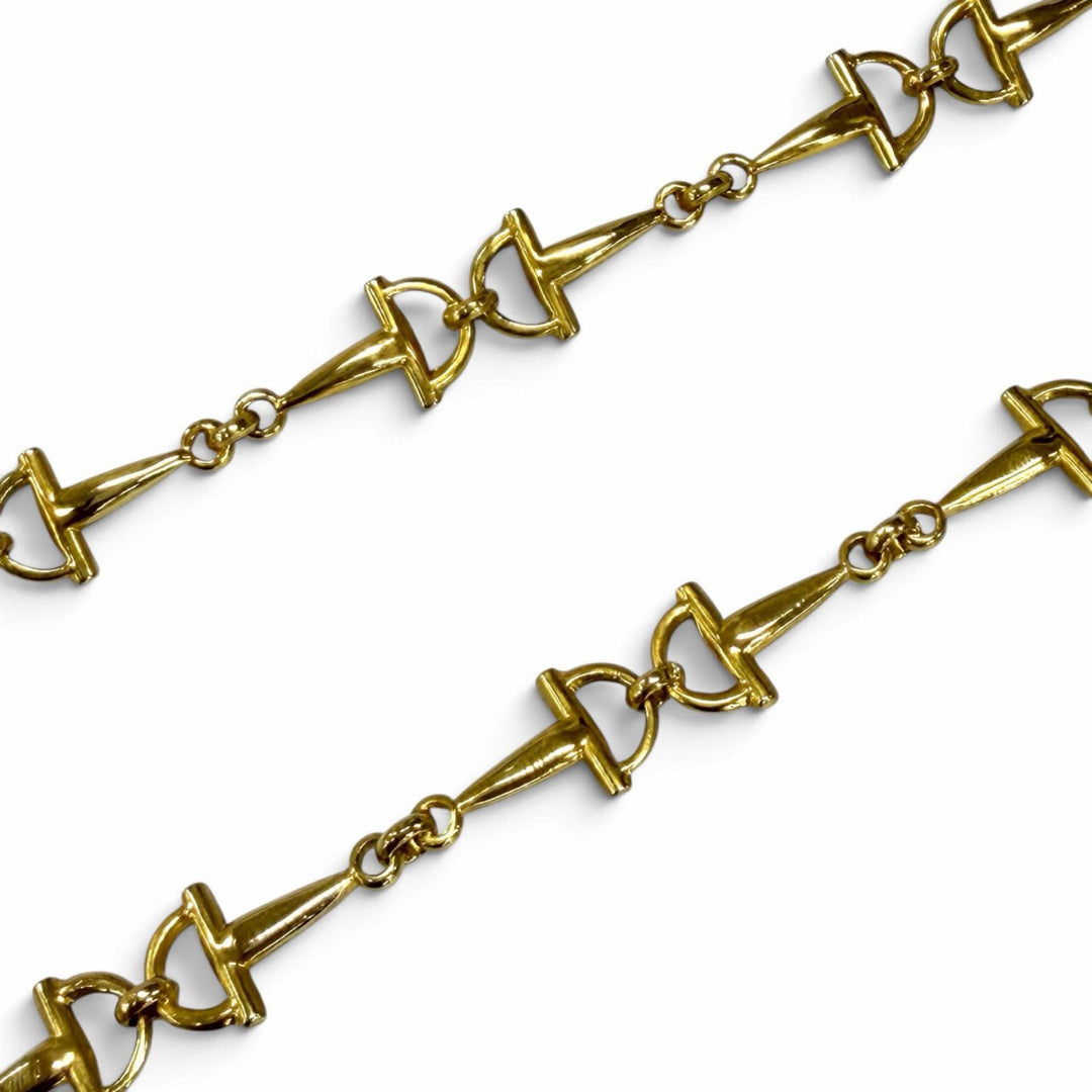 Excellent CELINE Necklace Triomphe Horsebit Chain Long Necklace gold Women