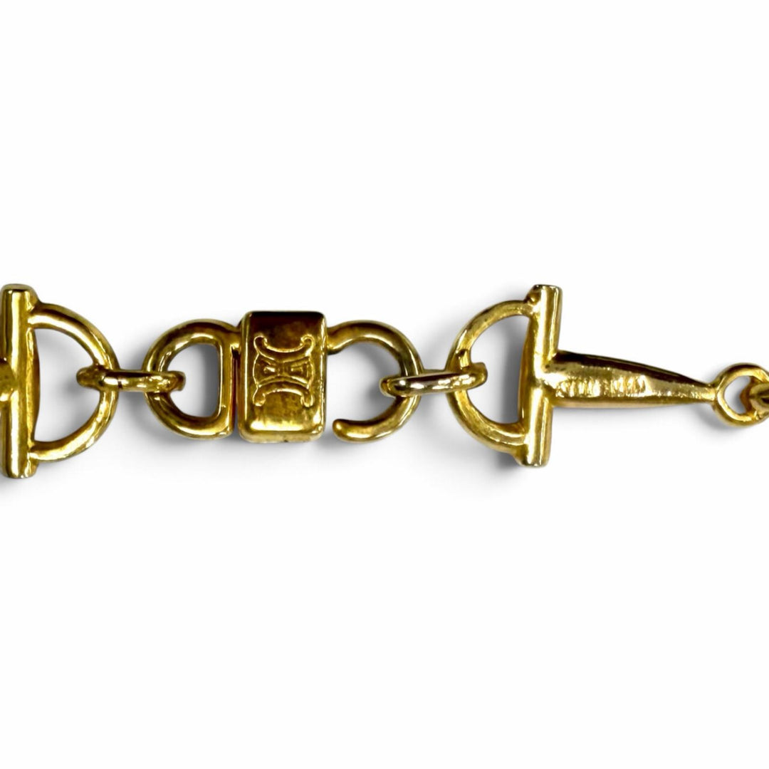 Excellent CELINE Necklace Triomphe Horsebit Chain Long Necklace gold Women