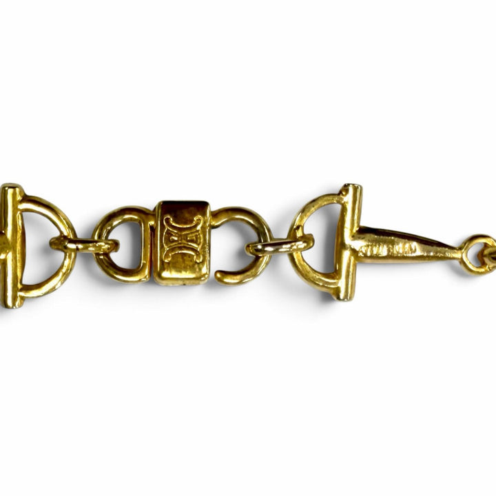 Excellent CELINE Necklace Triomphe Horsebit Chain Long Necklace gold Women