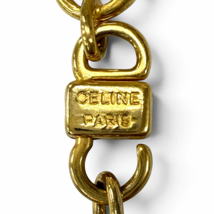 Excellent CELINE Necklace Triomphe Horsebit Chain Long Necklace gold Women