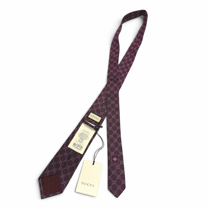 Excellent GUCCI tie GG jacquard all-over pattern purple silk mens 408865