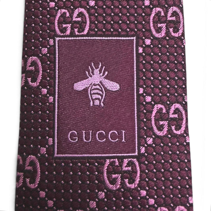 Excellent GUCCI tie GG jacquard all-over pattern purple silk mens 408865