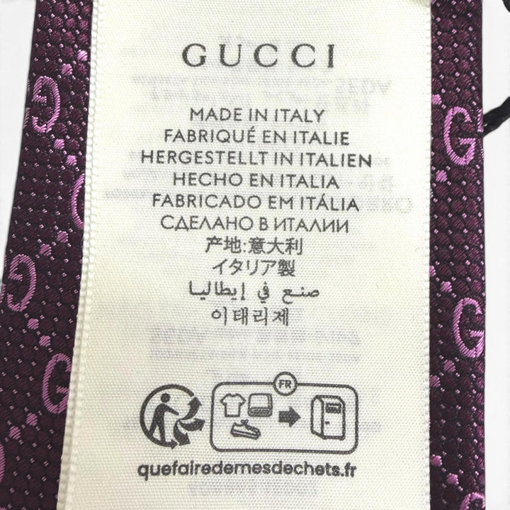 Excellent GUCCI tie GG jacquard all-over pattern purple silk mens 408865