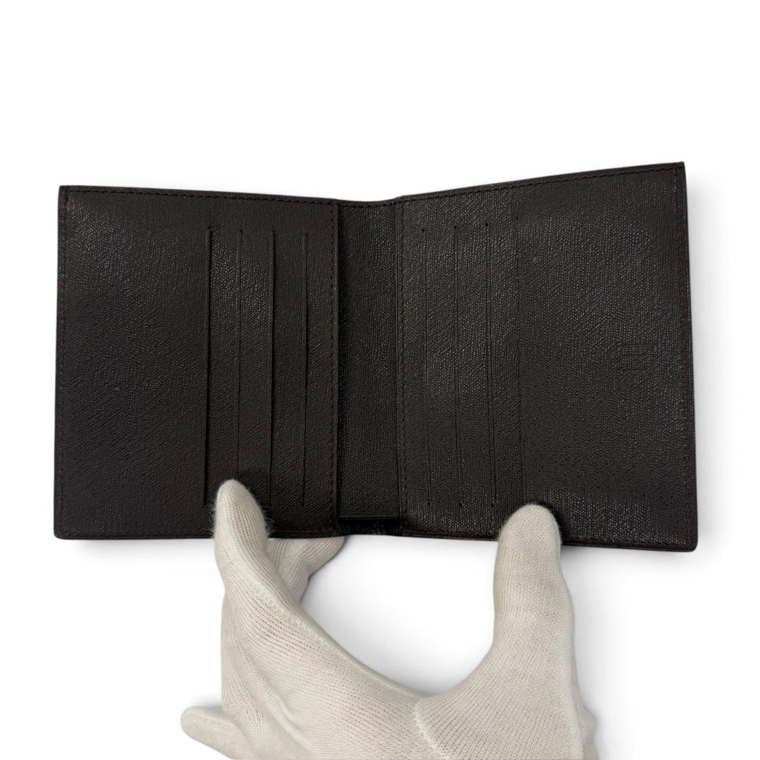 Excellent Dunhill Bifold Wallet Wallet with logo Dark brown leather mens