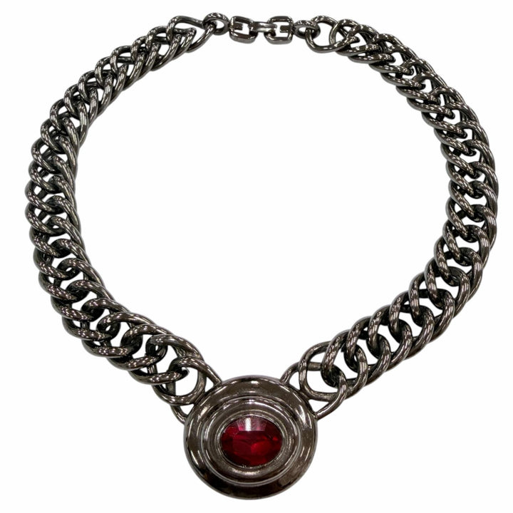 Great GIVENCHY Necklace colored stone choker Gunmetal metal Women