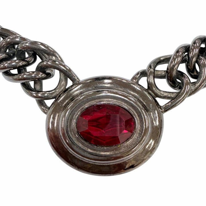 Great GIVENCHY Necklace colored stone choker Gunmetal metal Women