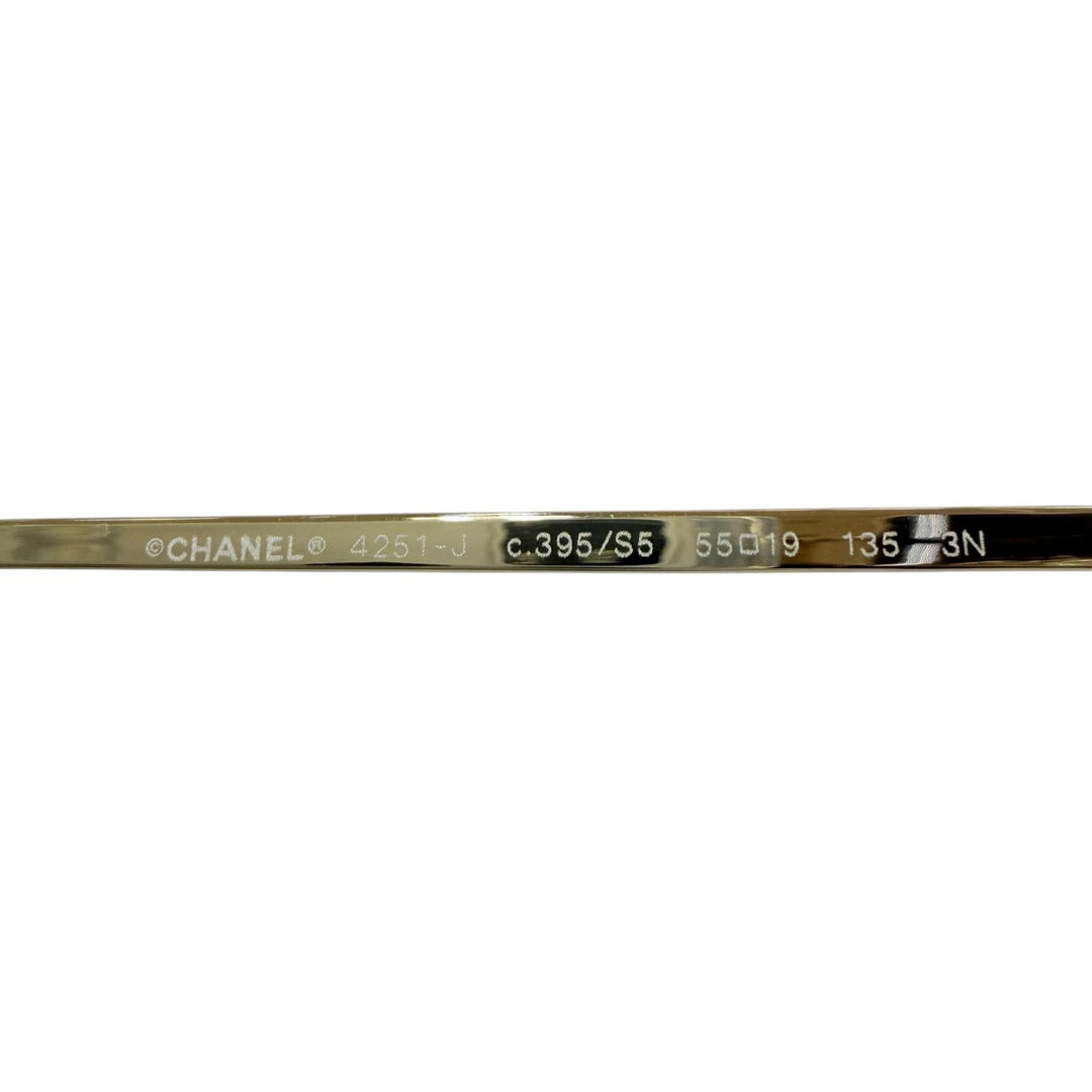 Excellent CHANEL sunglasses COCO Mark gold Women 4251-J