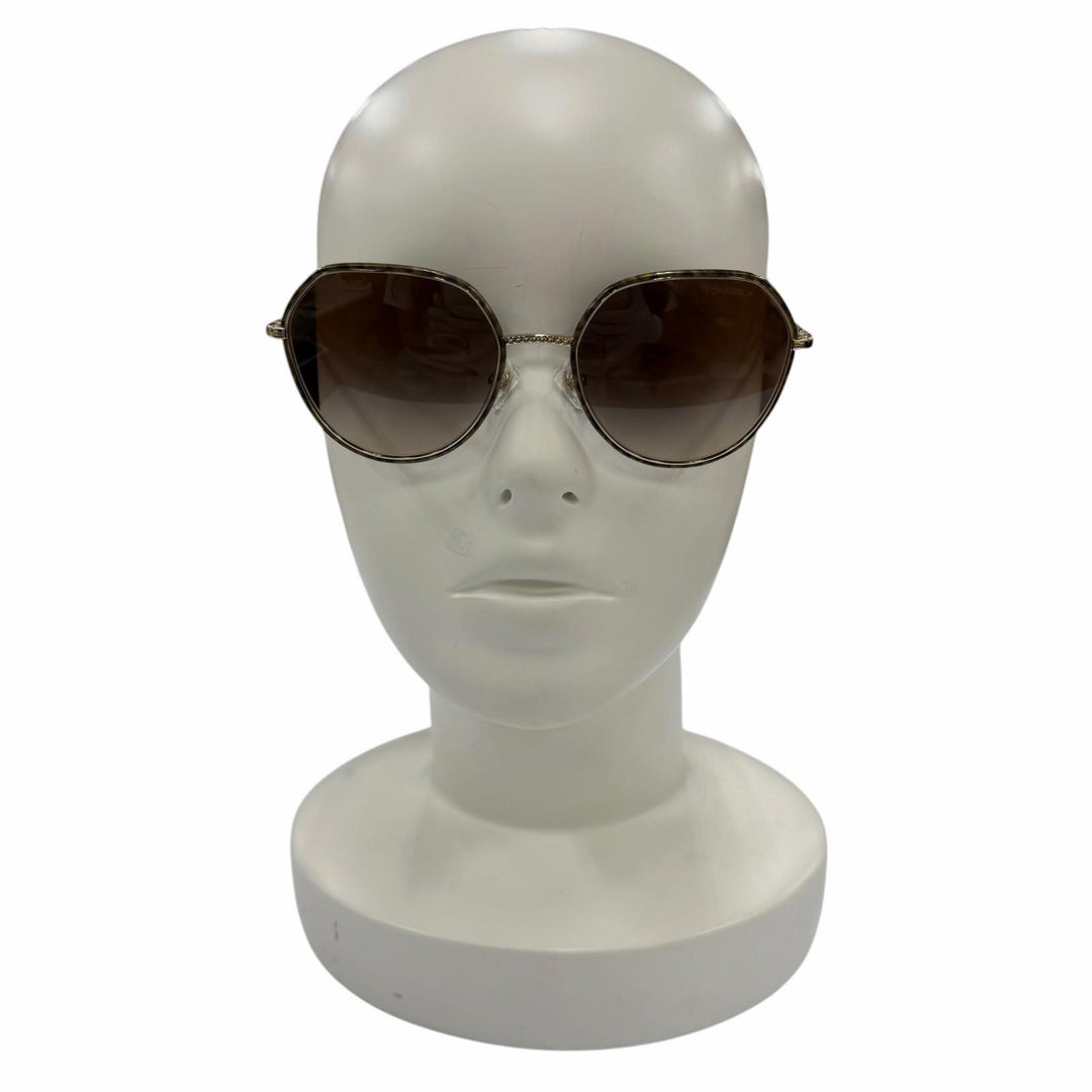 Excellent CHANEL sunglasses COCO Mark gold Women 4251-J