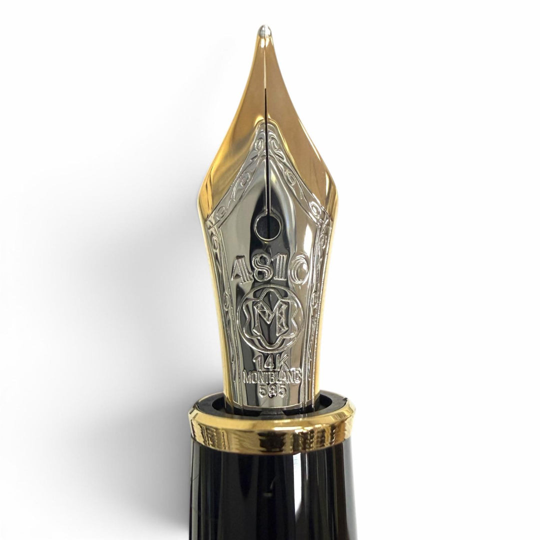 Excellent MONTBLANC fountain pen Meisterstück white star black 14K mens