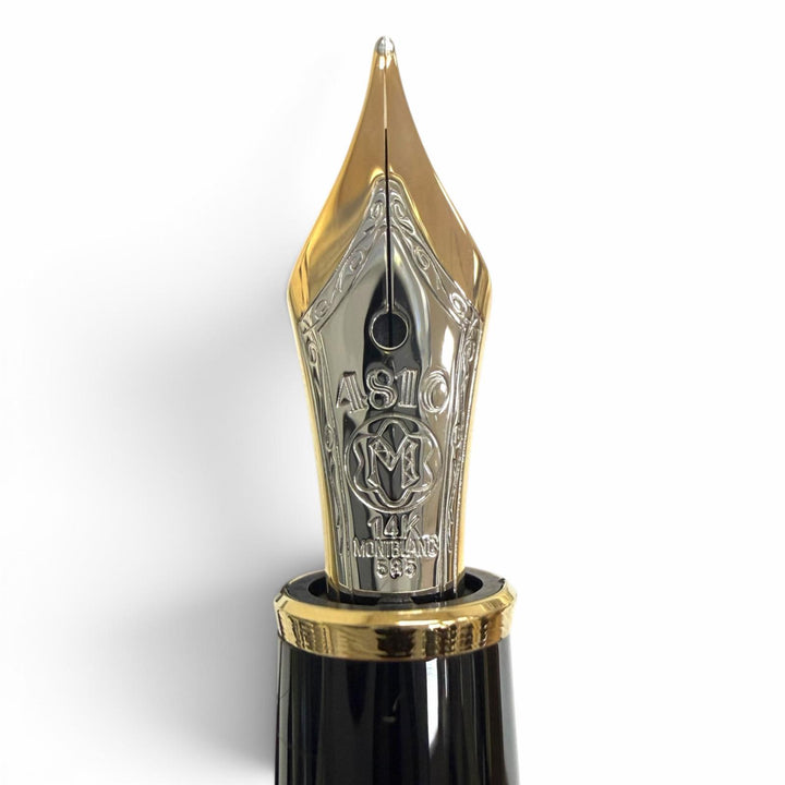 Excellent MONTBLANC fountain pen Meisterstück white star black 14K mens