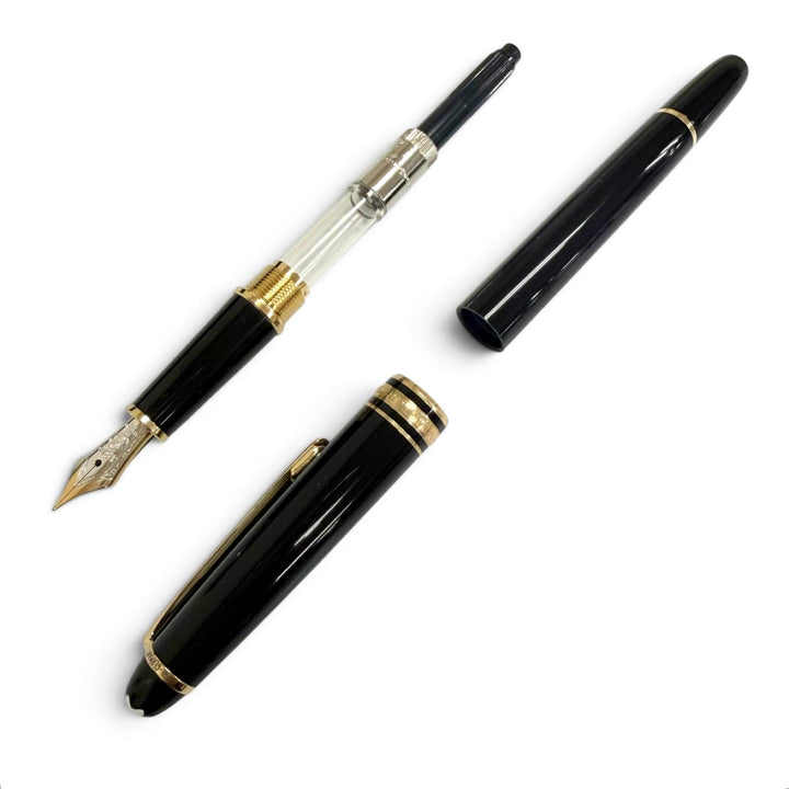 Excellent MONTBLANC fountain pen Meisterstück white star black 14K mens