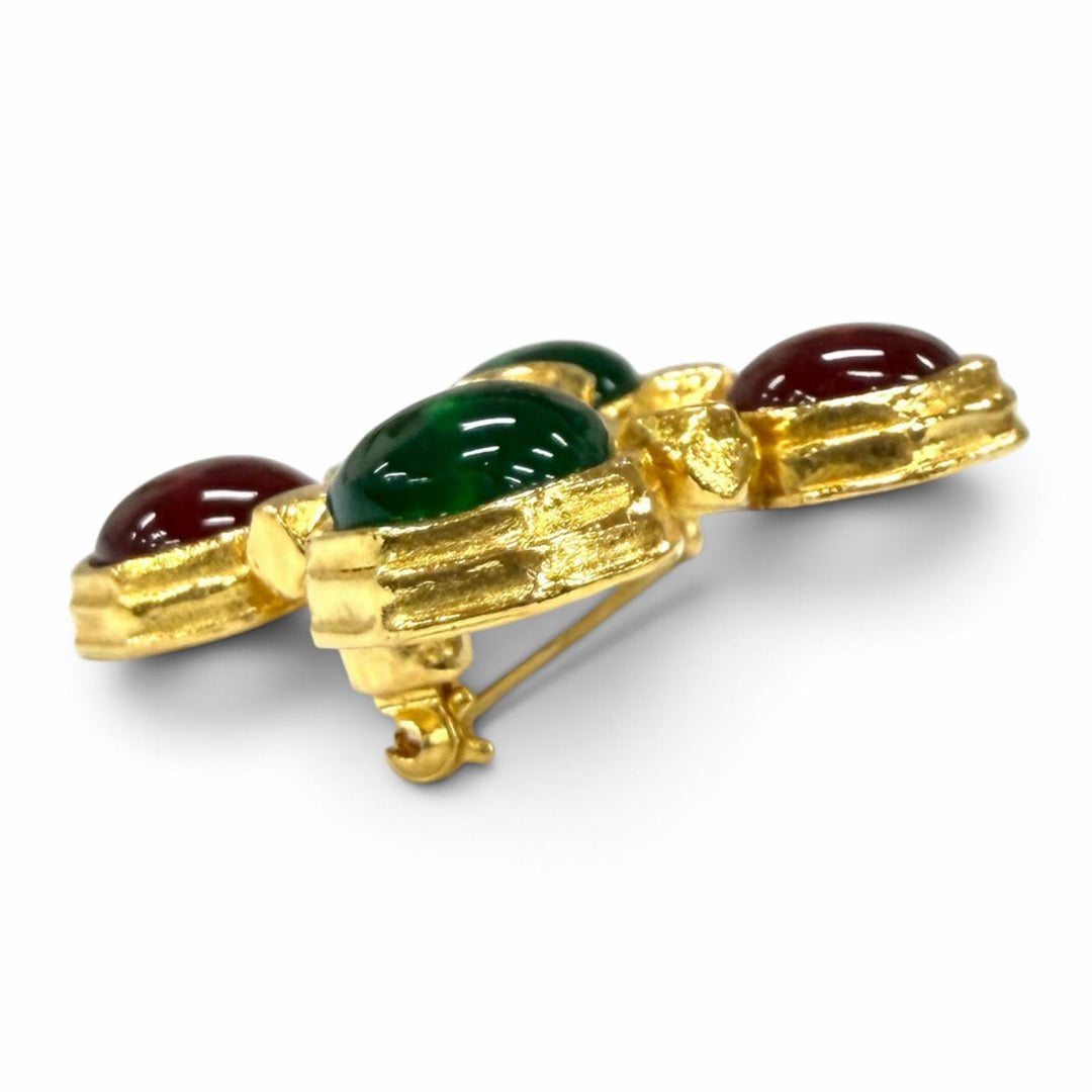 Excellent CHANEL Brooch Gripoa COCO Mark Red Women 97A