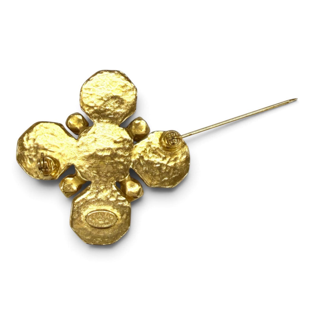 Excellent CHANEL Brooch Gripoa COCO Mark Red Women 97A